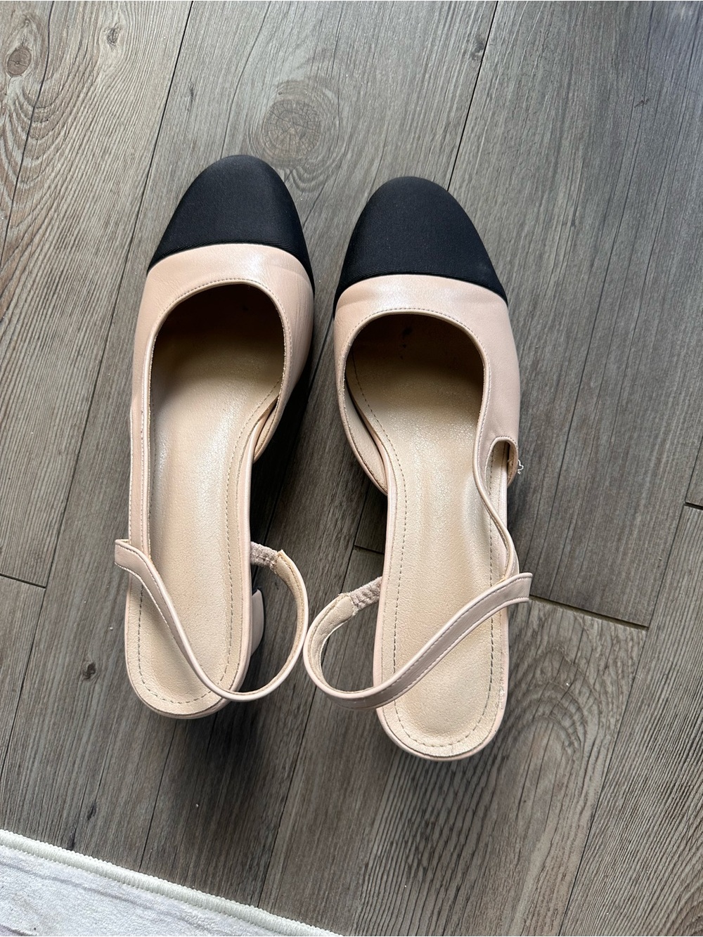 Women's Two-Tone Slingback Flats — Black & Nude